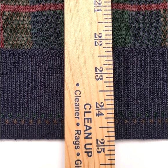The Italian Sweater Co Button Front Vest Mens L Wool Blend Navy Green Plaid Knit - Picture 9 of 10